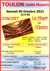 La Magie de L’Opéra. Le samedi 9 octobre 2021 à TOULON. Var.  16H00